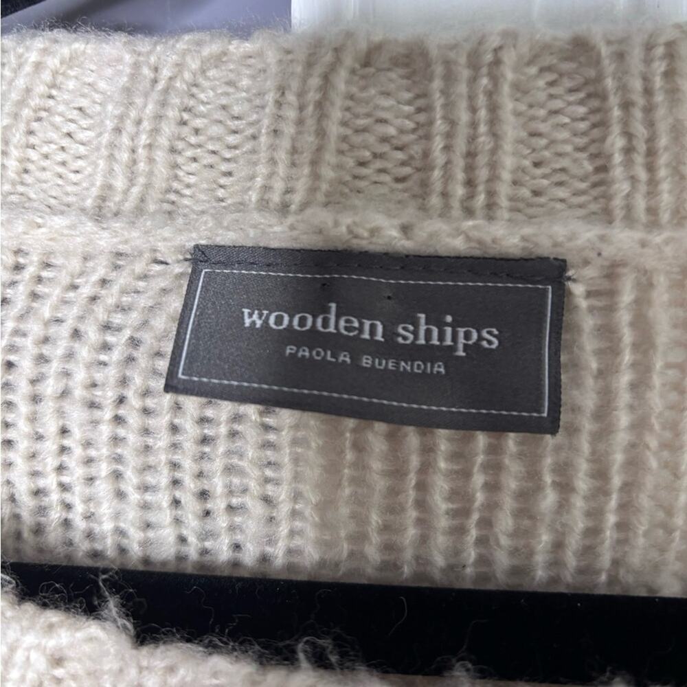 Wooden Ships Beige Rainbow Striped Mohair Wool Blend Sweater S/M - Picture 5 of 7
